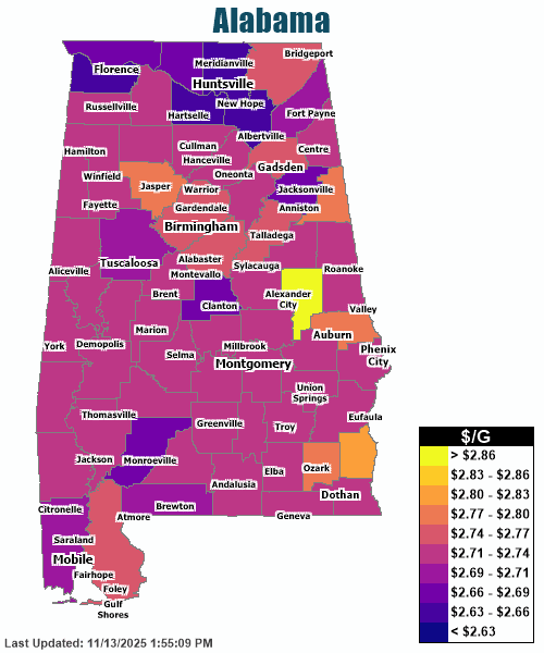 Gas Price Heat Map Montgomery Gas Prices