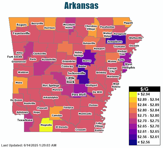 Gas Price Heat Map Arkansas Gas Prices