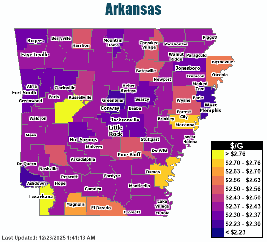 Gas Price Heat Map Arkansas Gas Prices