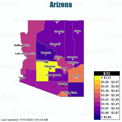 Gas Price Heat Map Tucson Gas Prices