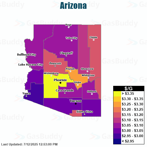 Gas Price Heat Map Arizona Gas Prices