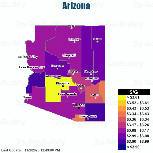 Gas Price Heat Map Phoenix Gas Prices