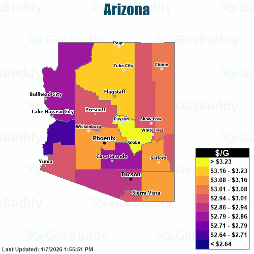 Gas Price Heat Map Tucson Gas Prices