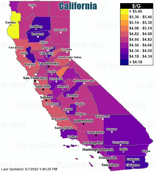 Gas Price Heat Map - Los Angeles Gas Prices