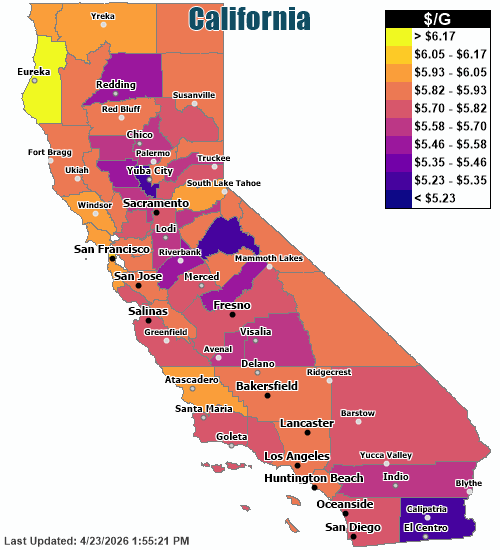 California Gas Price Heat Map Image