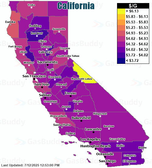 Gas Price Heat Map California Gas Prices