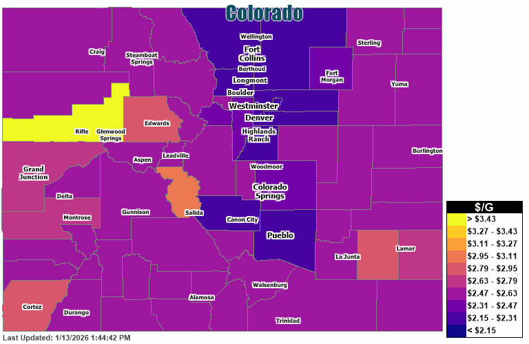 Gas Price Heat Map Colorado Springs Gas Prices
