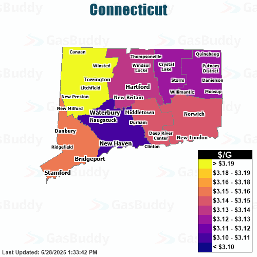 Gas Price Heat Map Hartford Gas Prices