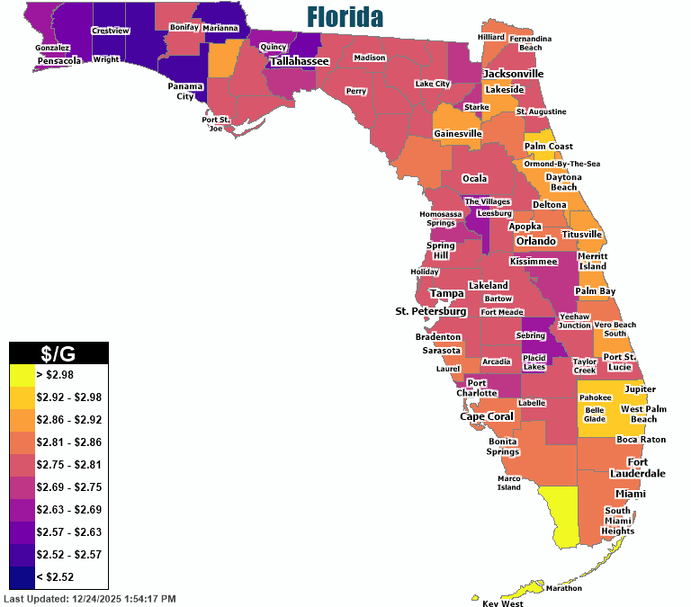 Gas Price Heat Map Florida Gas Prices
