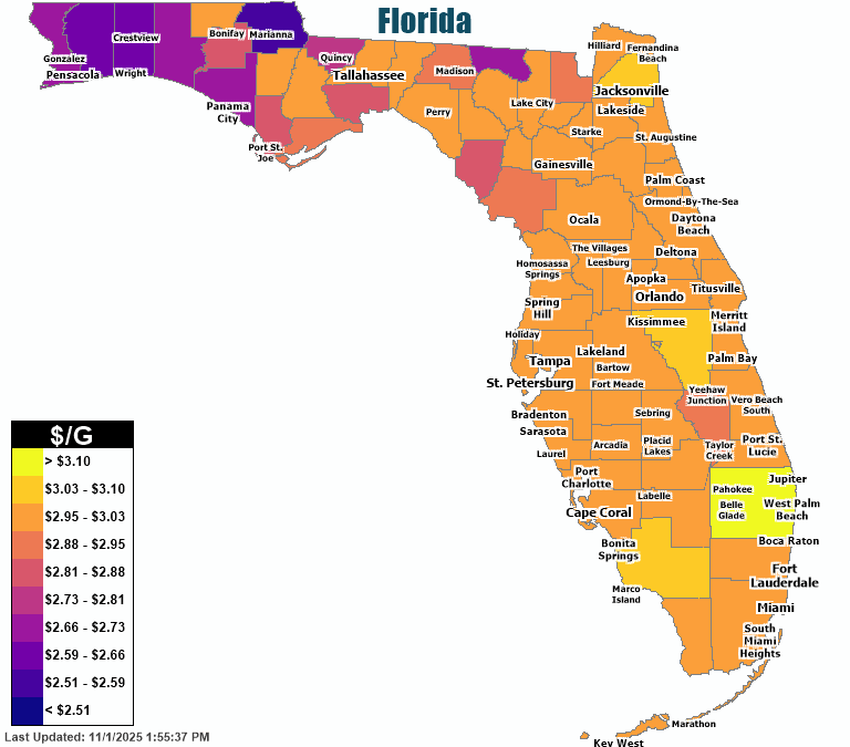 Gas Price Heat Map Pensacola Gas Prices