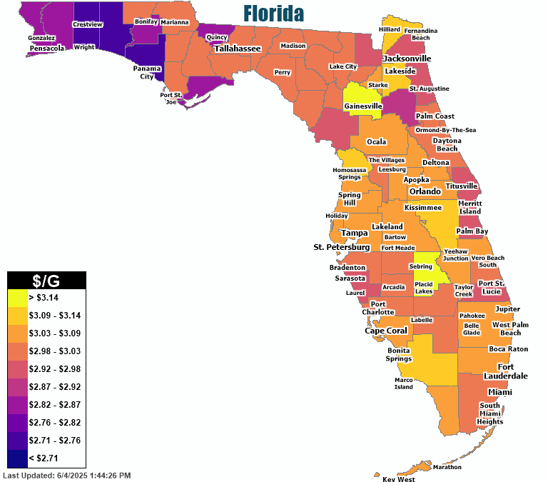 Gas Price Heat Map Orlando Gas Prices