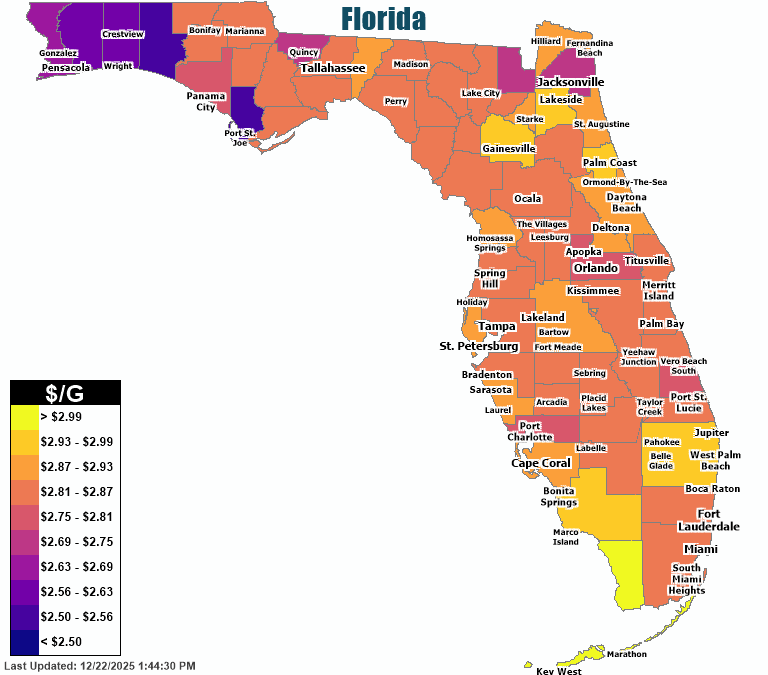 Gas Price Heat Map Miami Gas Prices