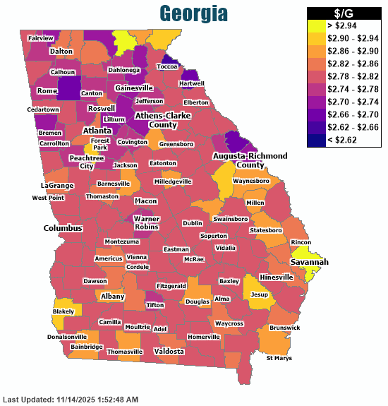 Gas Price Heat Map Atlanta Gas Prices
