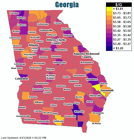 Gas Price Heat Map Atlanta Gas Prices