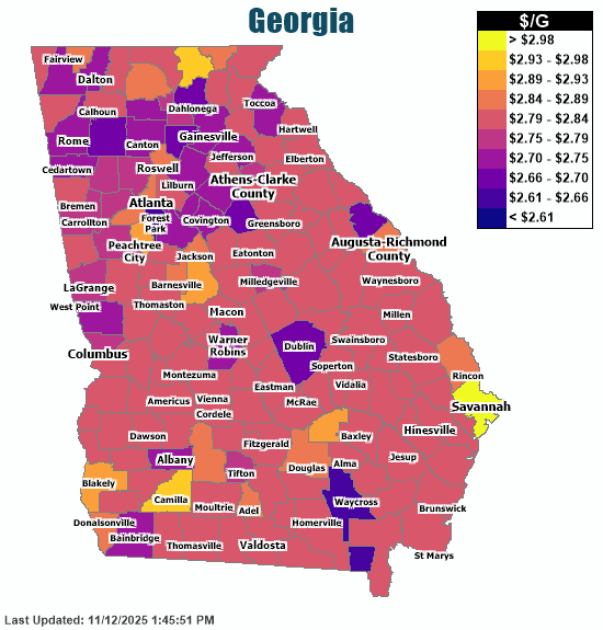 Gas Price Heat Map Atlanta Gas Prices