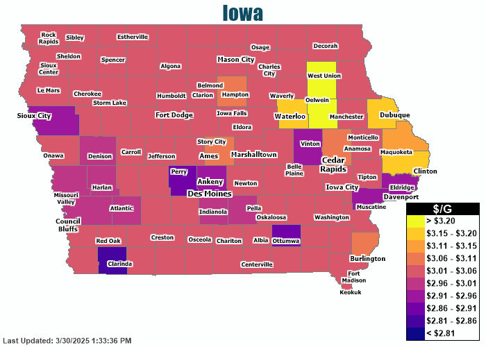 Gas Price Heat Map Iowa Gas Prices