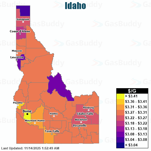 Gas Price Heat Map Idaho Gas Prices