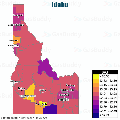 Gas Price Heat Map Idaho Gas Prices