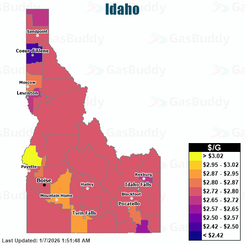 Gas Price Heat Map Idaho Gas Prices