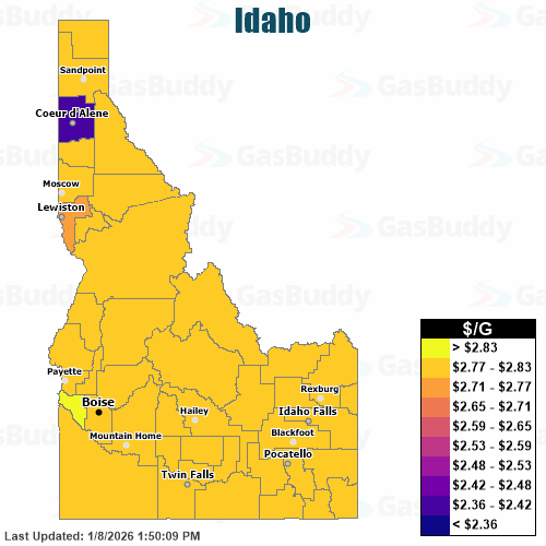 Gas Price Heat Map Idaho Gas Prices