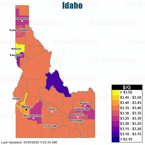 Gas Price Heat Map Idaho Gas Prices