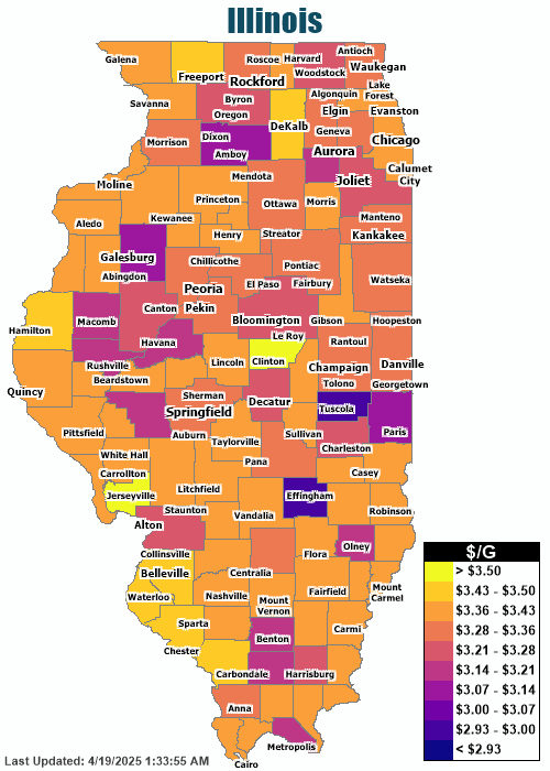 Gas Price Heat Map Illinois Gas Prices