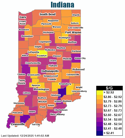 Gas Price Heat Map Indiana Gas Prices