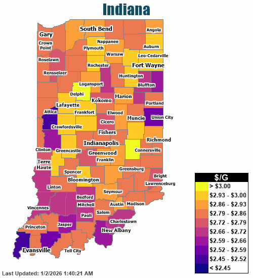Gas Price Heat Map Indiana Gas Prices