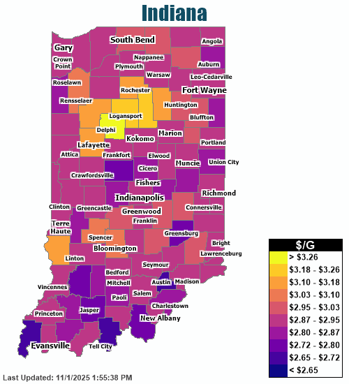 Gas Price Heat Map Indiana Gas Prices