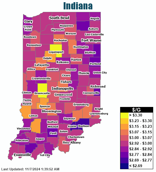 Gas Price Heat Map Indianapolis Gas Prices