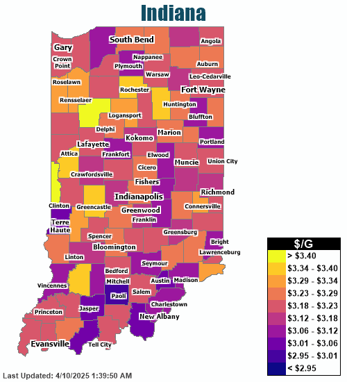 Gas Price Heat Map - Indianapolis Gas Prices