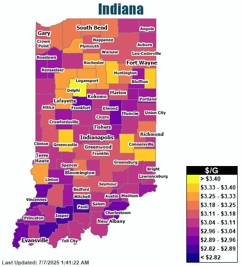 Gas Price Heat Map - Indiana Gas Prices