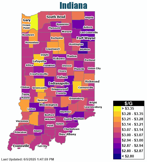 Gas Price Heat Map - Indianapolis Gas Prices