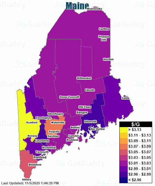 Gas Price Heat Map Maine Gas Prices