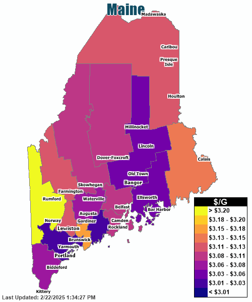 Gas Price Heat Map Maine Gas Prices