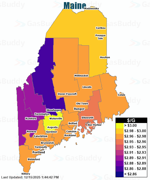 Gas Price Heat Map Maine Gas Prices