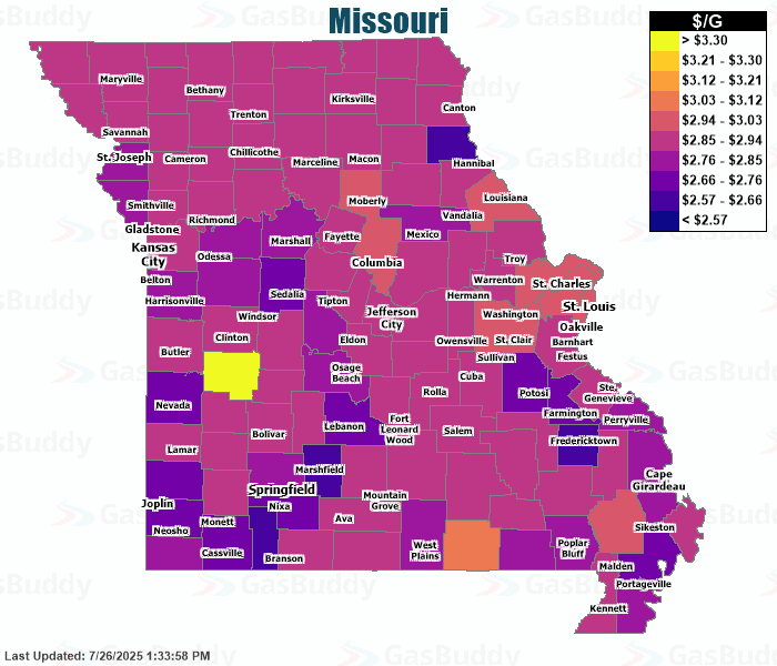 Gas Prices St Louis >> Gas Price Heat Map - St. Louis Gas Prices Gas Prices St Louis >> Gas Price Heat Map - St. Louis Gas Prices