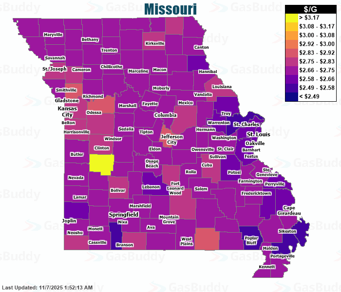 Gas Price Heat Map Kansas City Gas Prices
