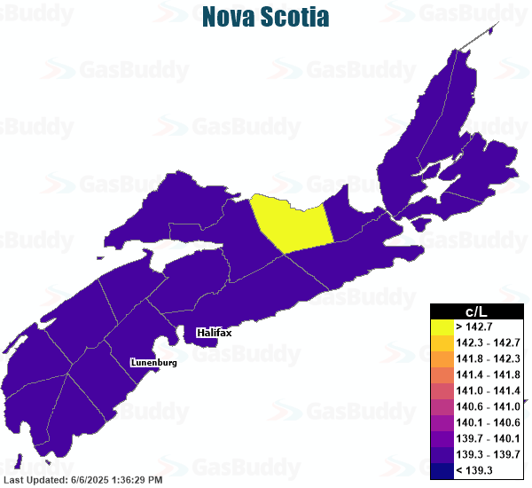 Gas Price Heat Map Nova Scotia Gas Prices