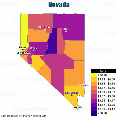 Gas Price Heat Map Nevada Gas Prices