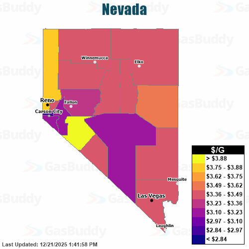 Gas Price Heat Map Nevada Gas Prices