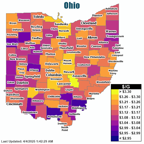 Gas Price Heat Map Ohio Gas Prices