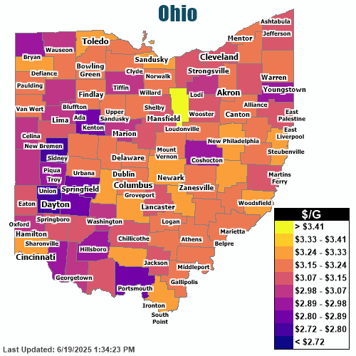 Gas Price Heat Map Ohio Gas Prices