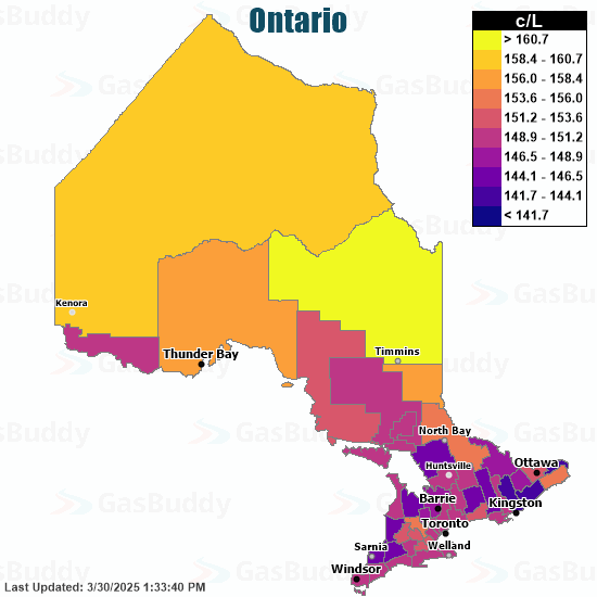 Gas Price Heat Map Ontario Gas Prices