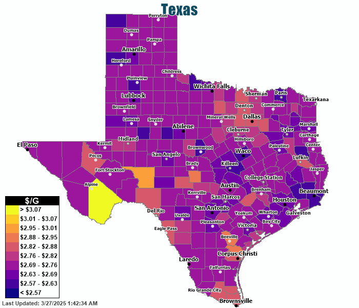 Gas Price Heat Map Texas Gas Prices