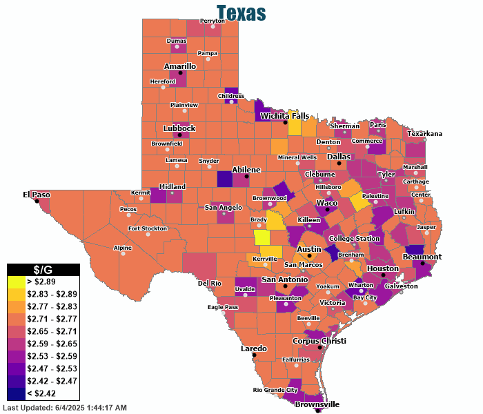 Gas Price Heat Map Texas Gas Prices