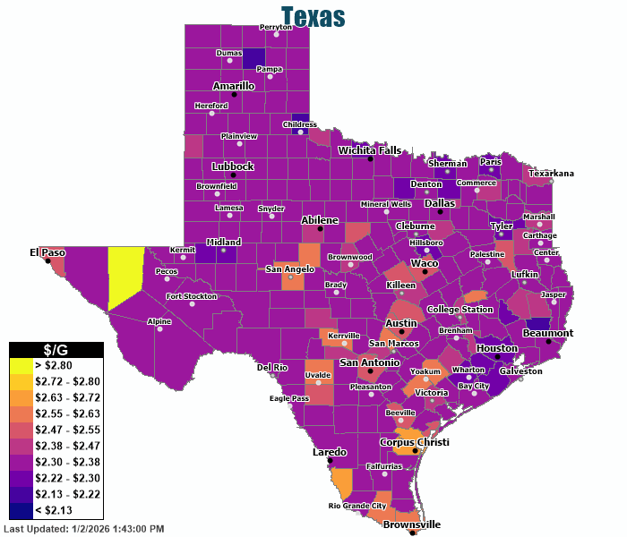 Gas Price Heat Map Texas Gas Prices