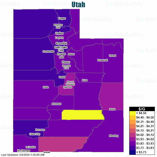 Gas Price Heat Map Utah Gas Prices