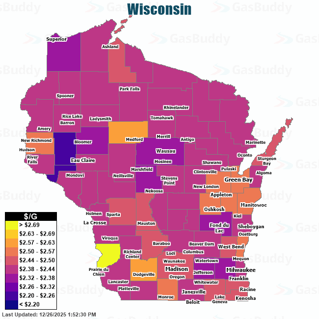 Gas Price Heat Map Wisconsin Gas Prices
