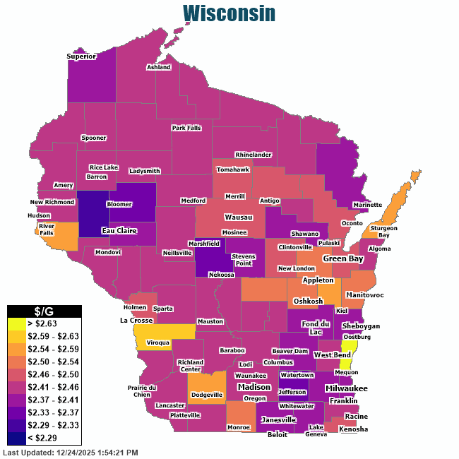 Gas Price Heat Map Wisconsin Gas Prices